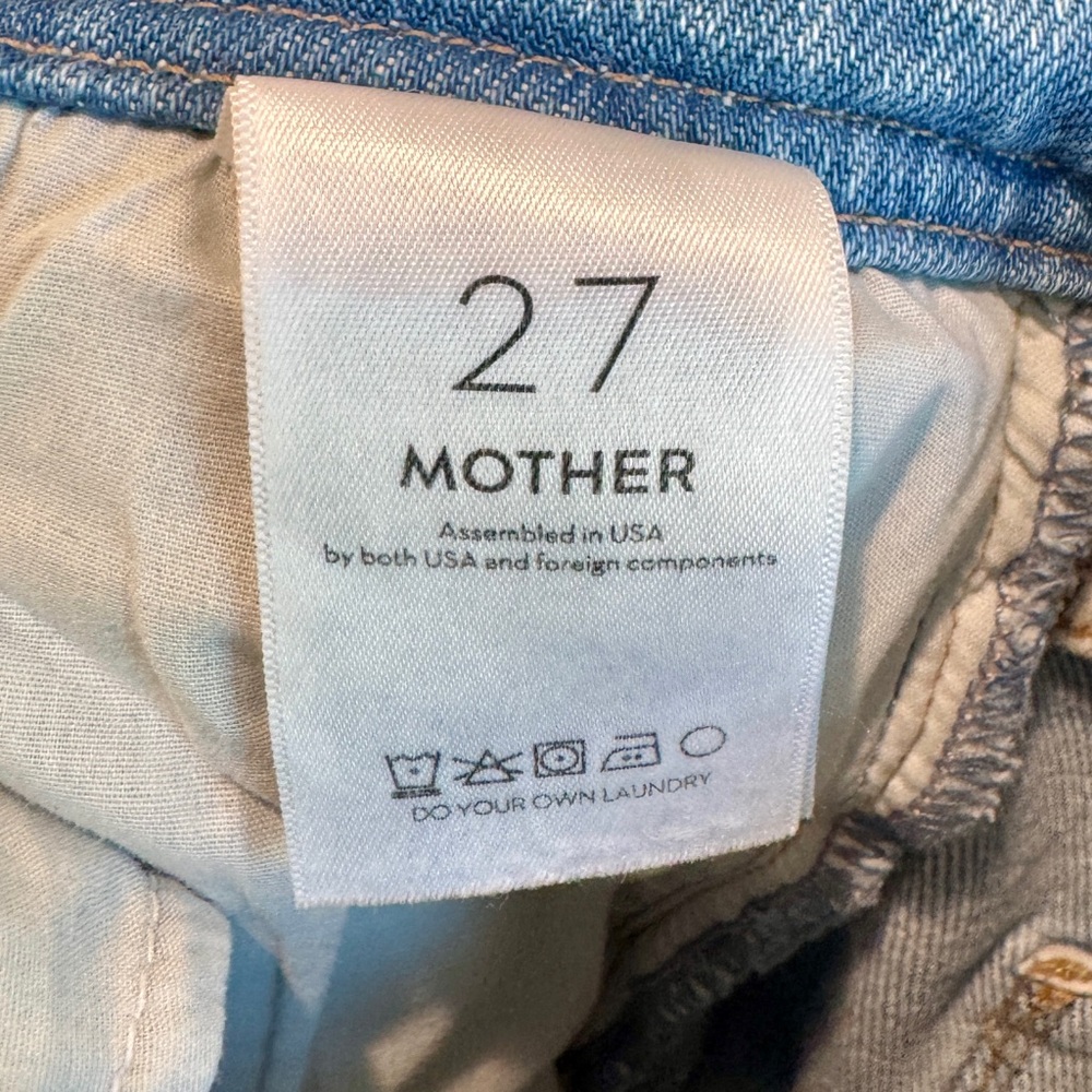 Mother Jeans Womens 27 The Drawn Undercover Prep Heel Fray Wide Leg Distressed - Picture 9 of 10